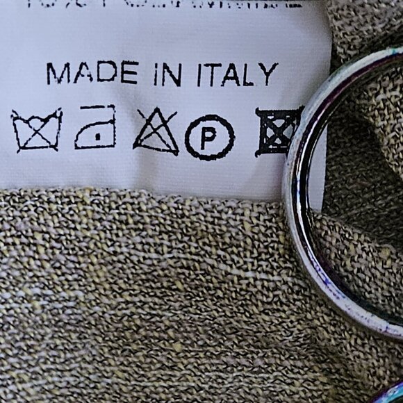 Tobasco Top Women US 10 /46 Olive LS Linen Blend Italy Breathable Summer Buttons - Picture 12 of 16